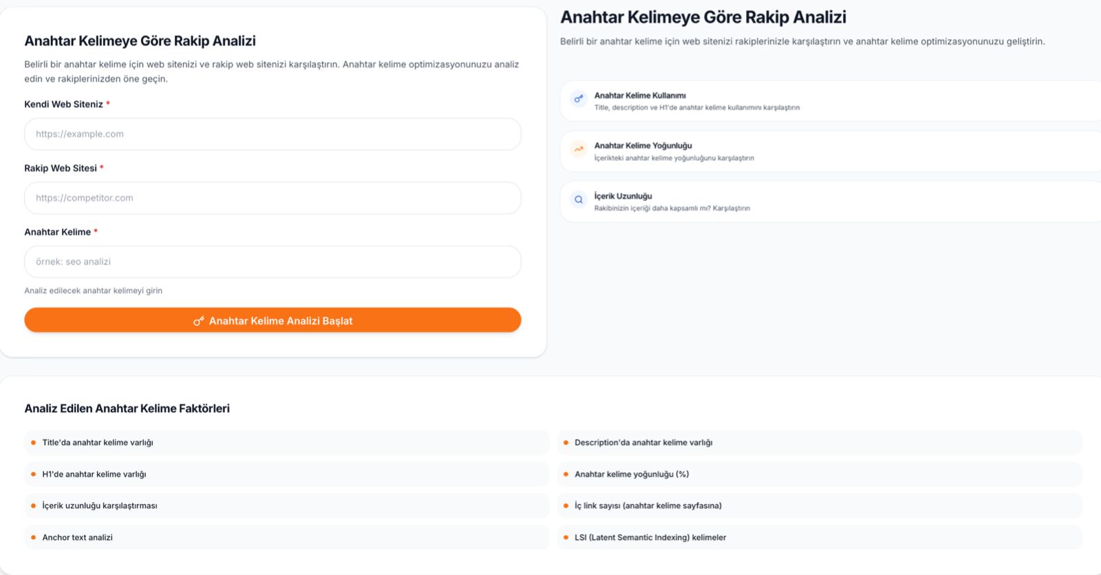 Spindora anahtar kelimeye göre rakip analizi — SEO aracı karşılaştırmalı rapor
